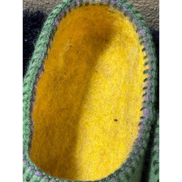 Handmade  Alpaca Spring Green Floral Felted Slippers Leather  Soles - Picture 5 of 7